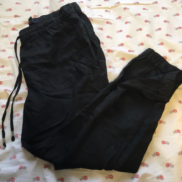 Black flowy sinched pants - Picture 1 of 3